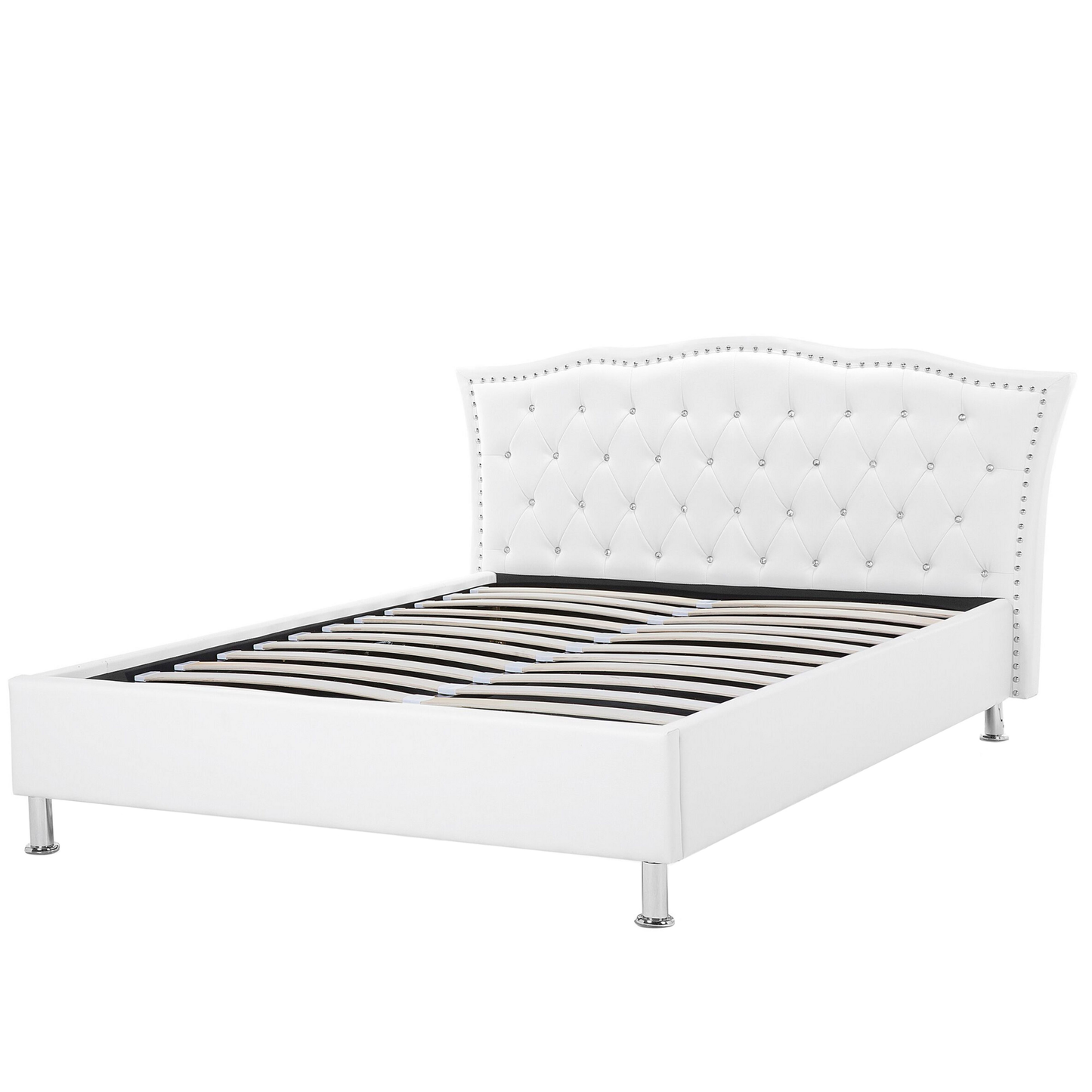 Bett mit Lattenrost Kunstleder METZ 140 x 200 cm Weiss