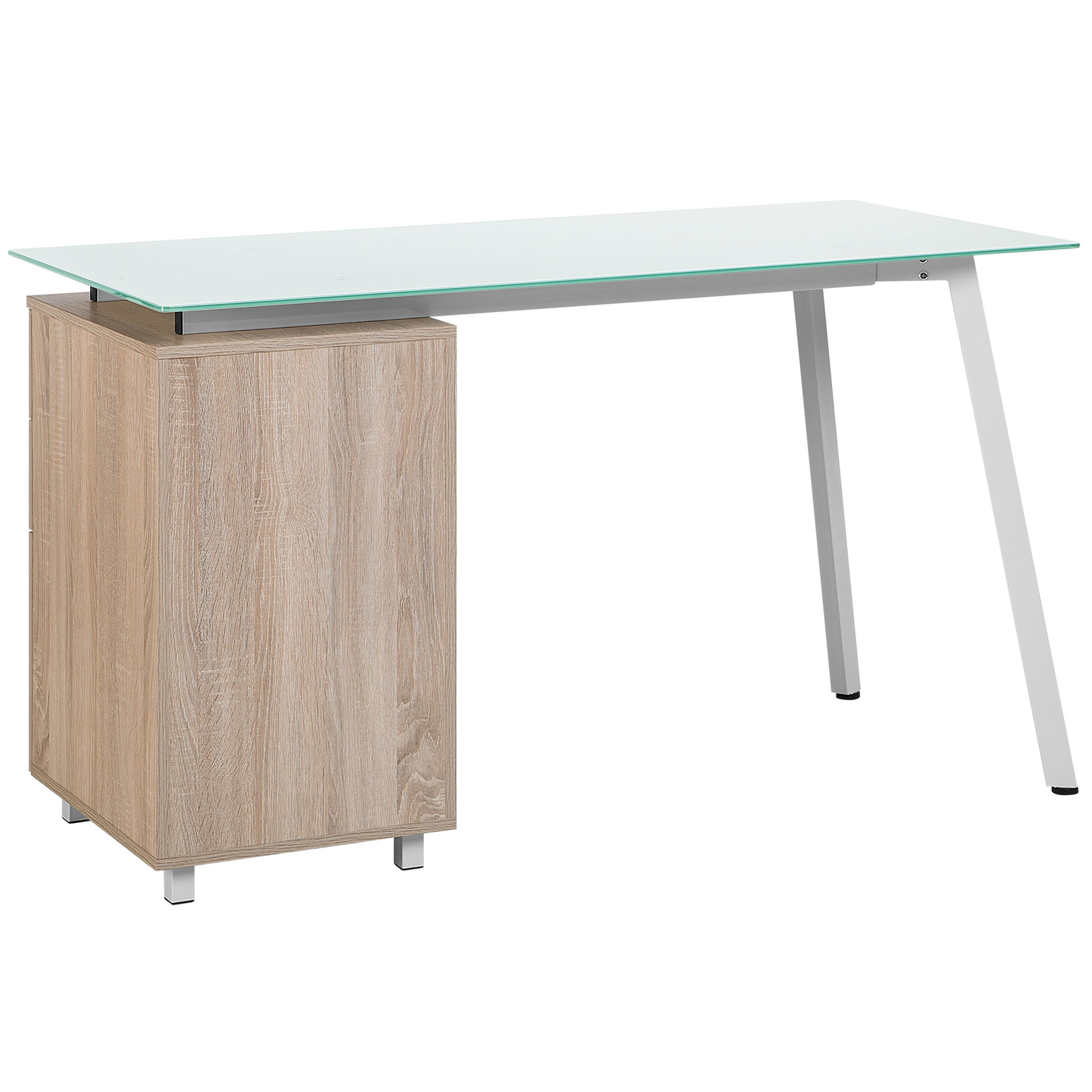 Schreibtisch weiss / heller Holzfarbton 130 x 60 cm 3 Schubladen MONTEVIDEO