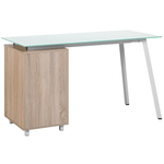 Schreibtisch weiss / heller Holzfarbton 130 x 60 cm 3 Schubladen MONTEVIDEO