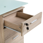 Schreibtisch weiss / heller Holzfarbton 130 x 60 cm 3 Schubladen MONTEVIDEO