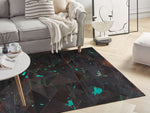 Teppich Kuhfell braun-türkis 160 x 230 cm Patchwork Kurzflor ATALAN