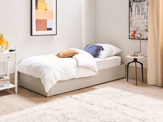 Bett mit Stauraum Stoff DINAN 90 x 200 cm Beige