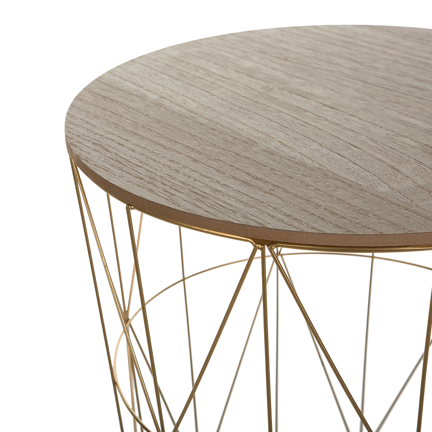 Beistelltisch gold / heller Holzfarbton ⌀ 40 cm LANARK