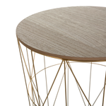 Beistelltisch gold / heller Holzfarbton ⌀ 40 cm LANARK