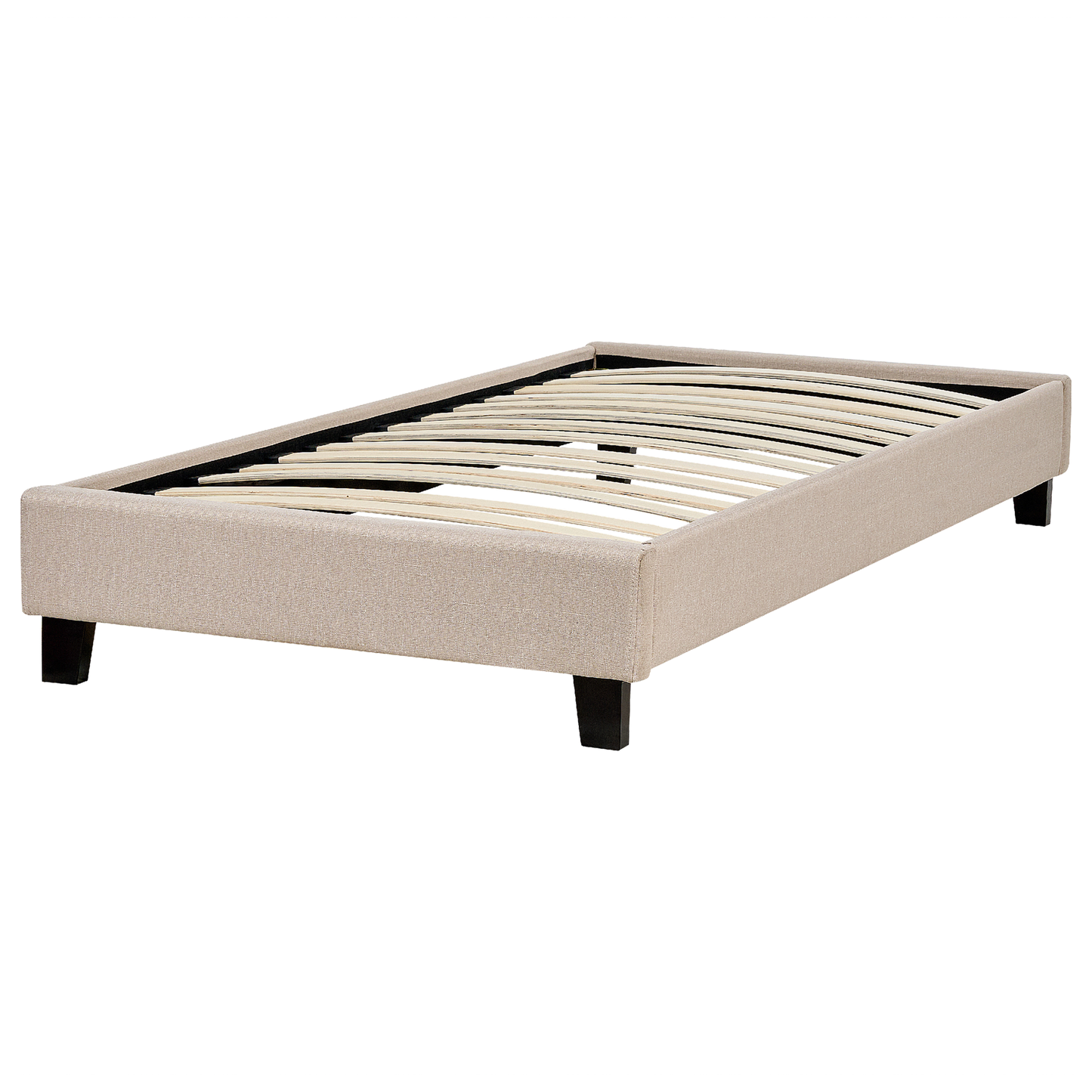 Bett mit Lattenrost Stoff ROANNE 90 x 200 cm Beige