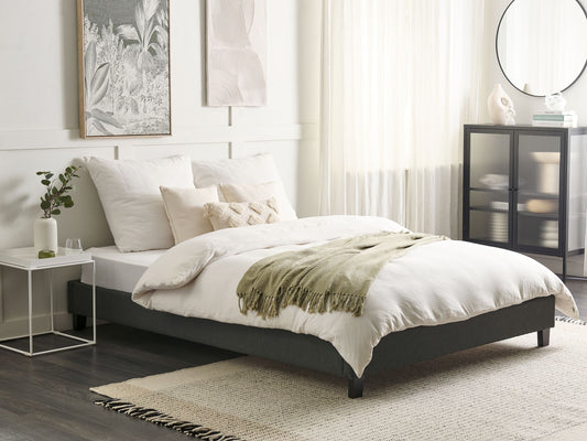 Bett mit Lattenrost Stoff ROANNE 160 x 200 cm Grau
