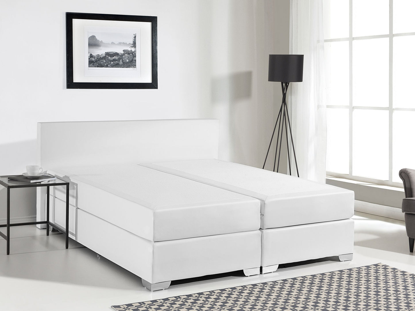 Boxspringbett Kunstleder PRESIDENT 140 x 200 cm Weiss