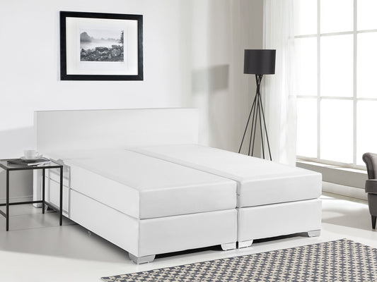 Boxspringbett Kunstleder PRESIDENT 140 x 200 cm Weiss