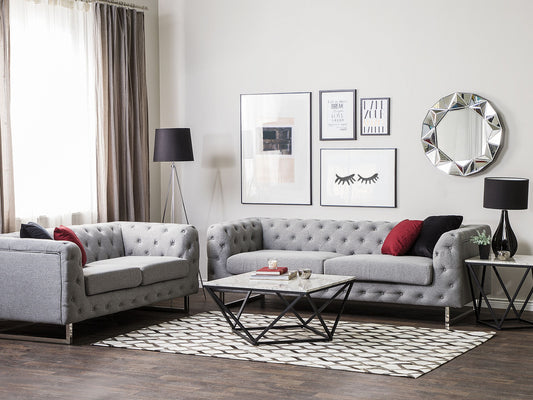 Sofa Set Polsterbezug hellgrau 5-Sitzer VISSLAND