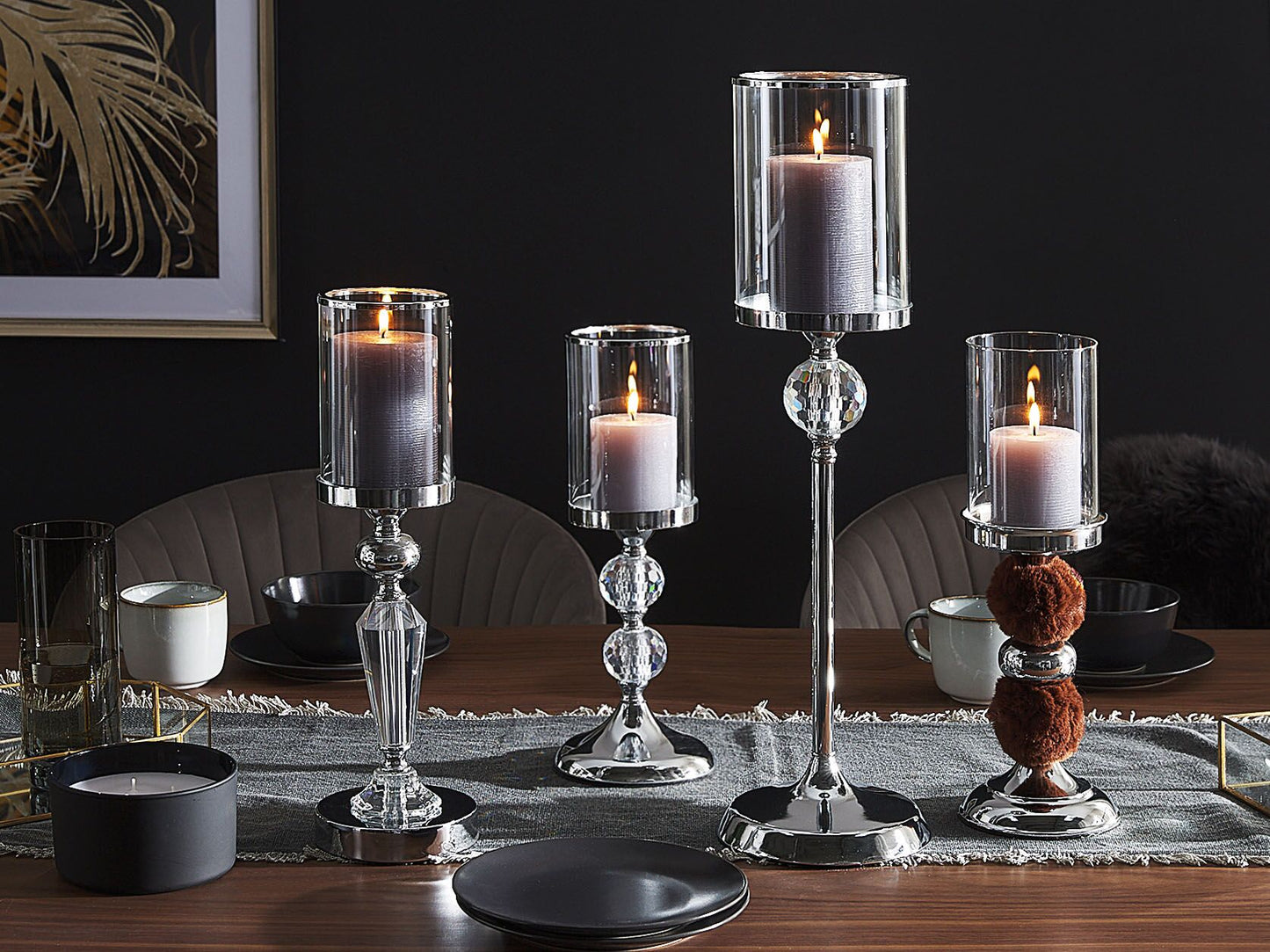 Kerzenständer COTUI Glas 36 cm Silber