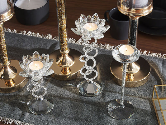 Kerzenständer OVIEDO Glas 27 cm Silber