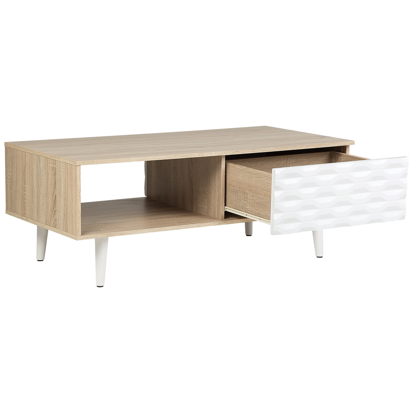 Couchtisch heller Holzfarbton / weiss rechteckig 60 x 120 cm SWANSEA