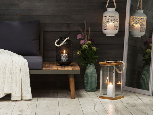 Laterne BORNEO Metall 41 cm Silber