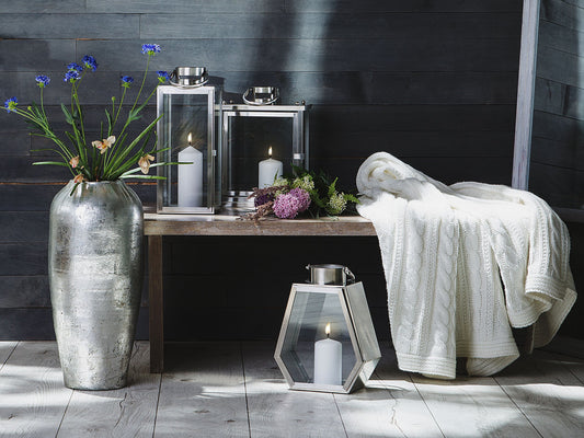 Laterne CORSICA Edelstahl 46 cm Silber