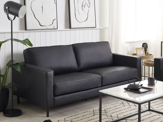 3-Sitzer Sofa Leder schwarz SAVALEN