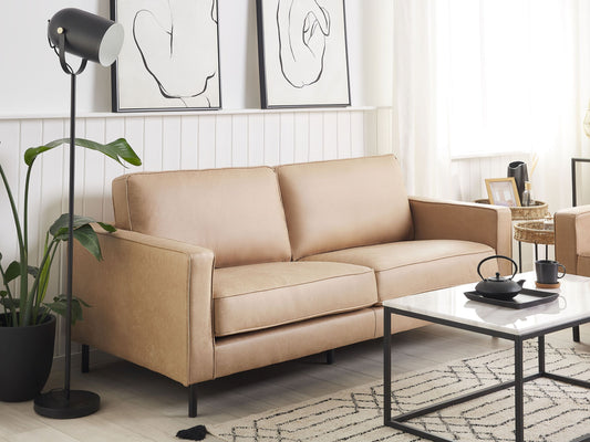 3-Sitzer Sofa Lederoptik beige SAVALEN