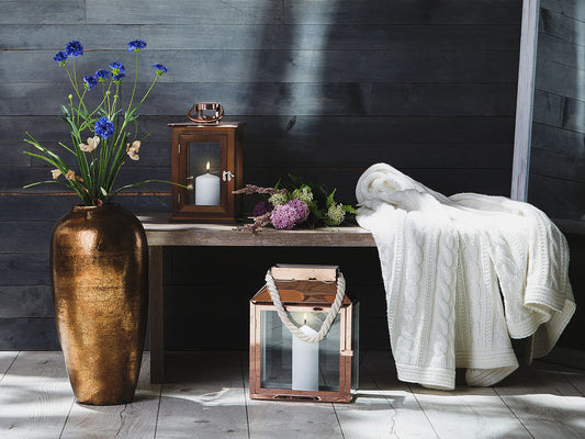 Laterne Edelstahl kupfer 33 cm mit Tragegriff KASOS