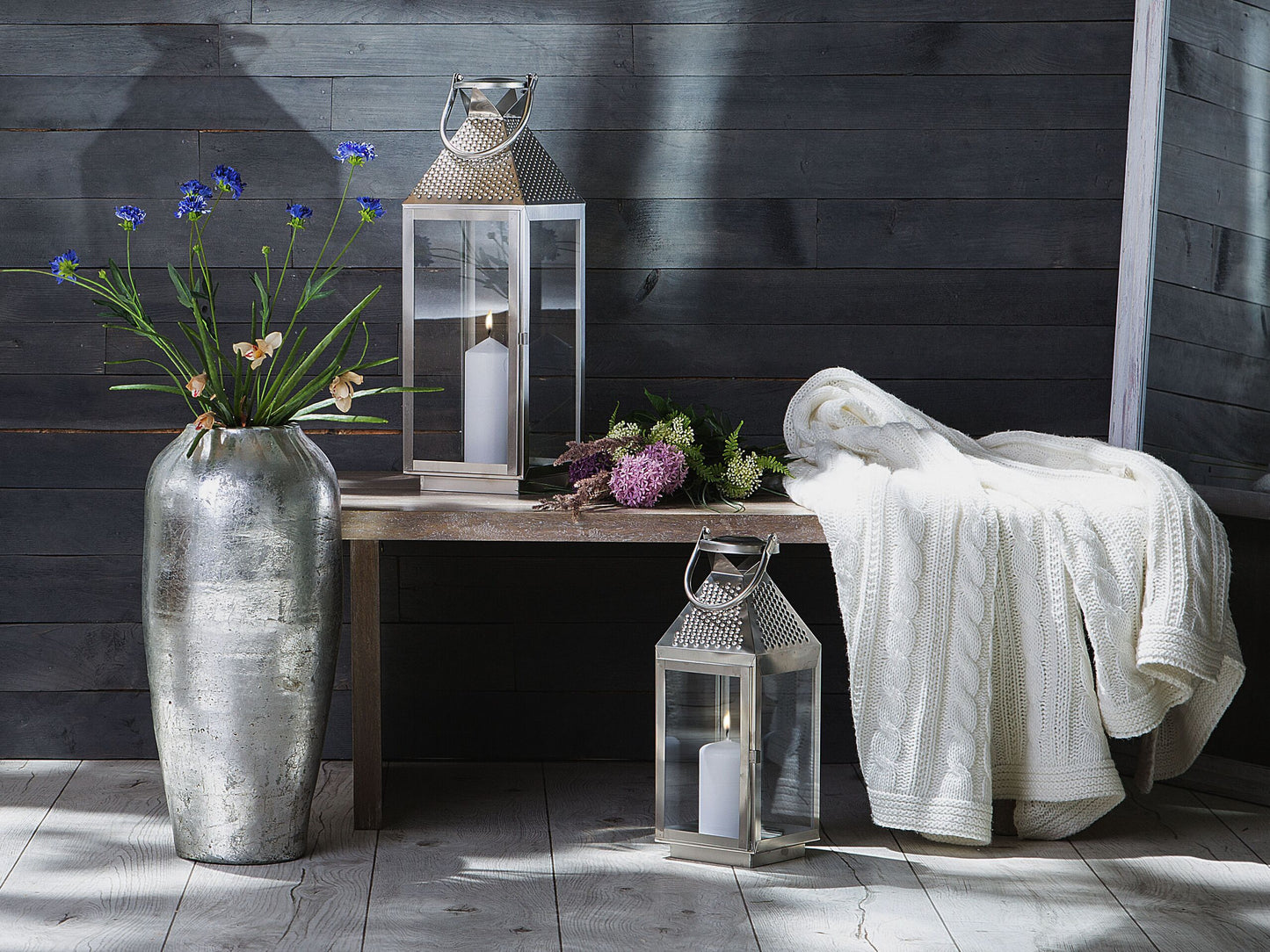 Laterne BALI Edelstahl 55 cm Silber