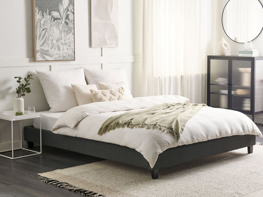 Bett mit Lattenrost Stoff ROANNE 180 x 200 cm Grau