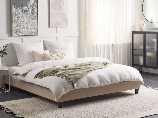Bett mit Lattenrost Stoff ROANNE 180 x 200 cm Beige