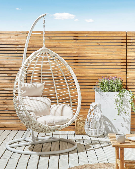 Hängesessel mit Gestell FANO Polyrattan Weiss
