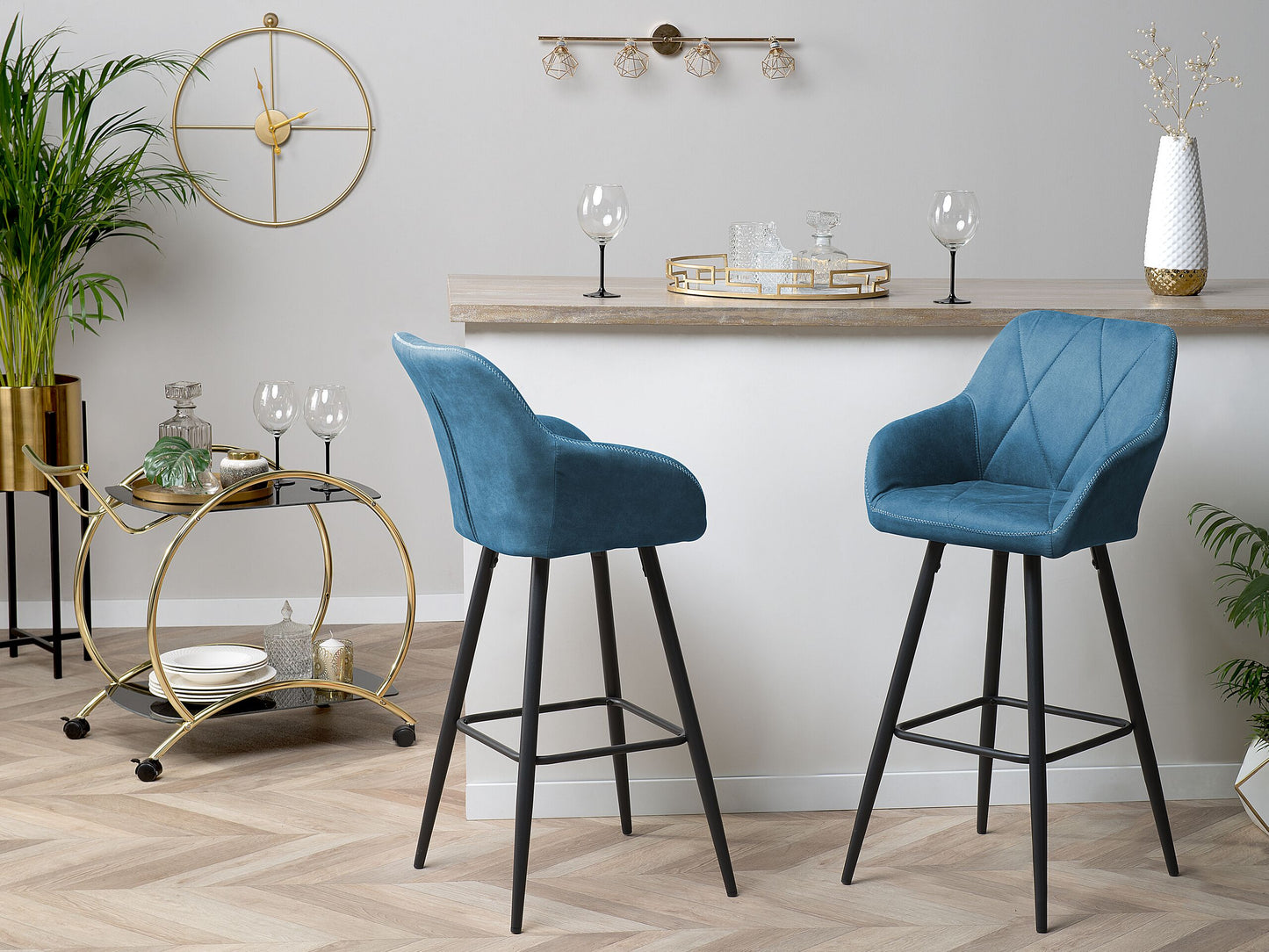 Set mit 2 Barstühlen DARIEN Seeblau