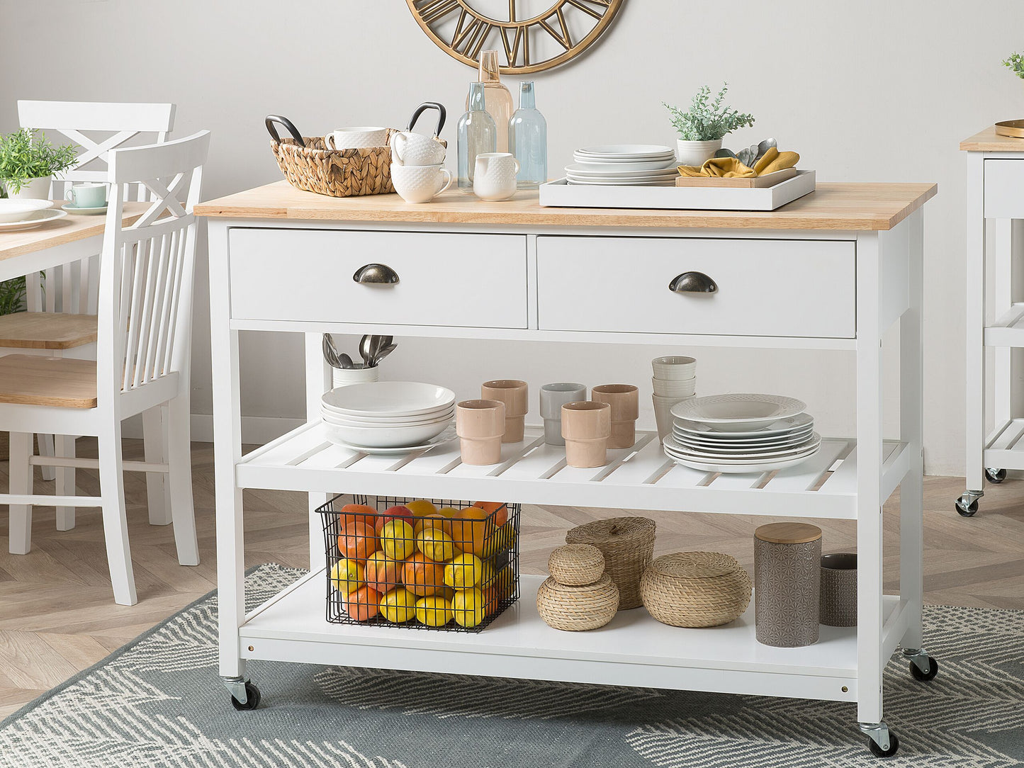 Servierwagen NAVARINO Holz Weiss
