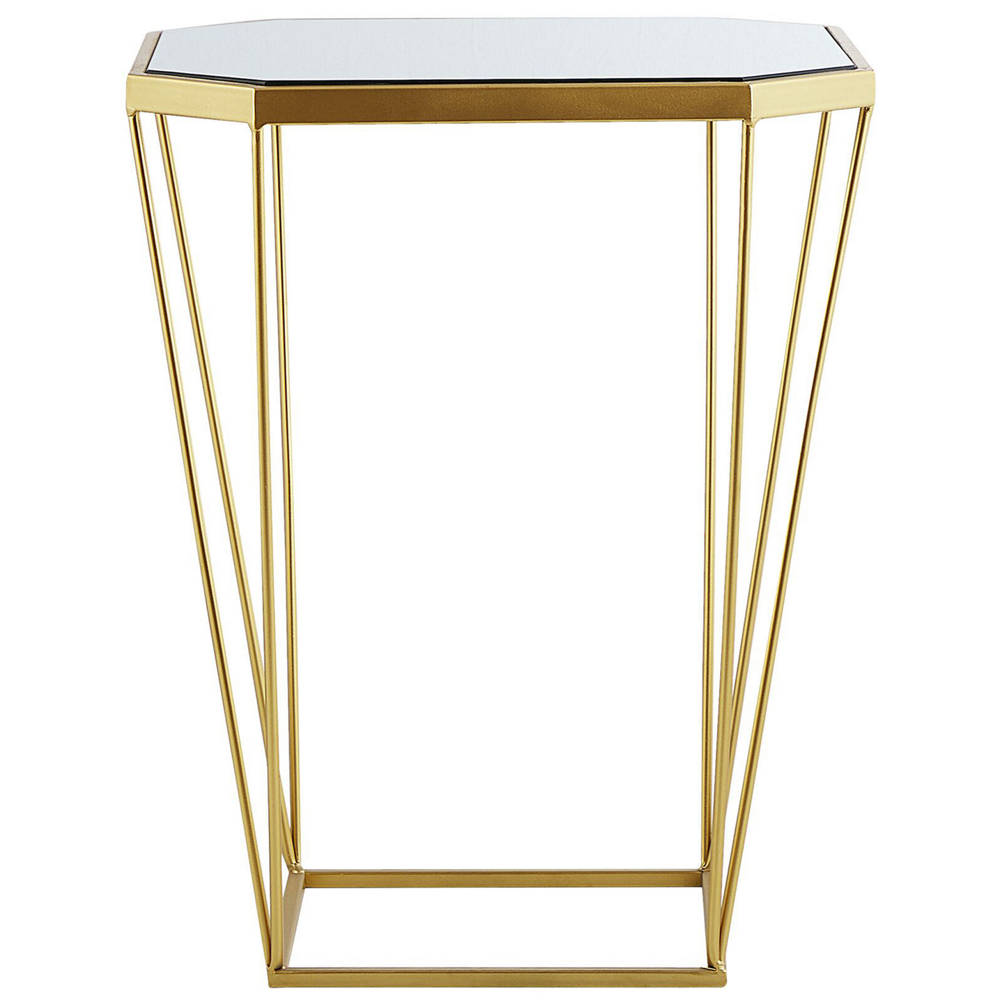 Beistelltisch 2er Set Glas / Metall Spiegeleffekt gold achteckig SIERRA