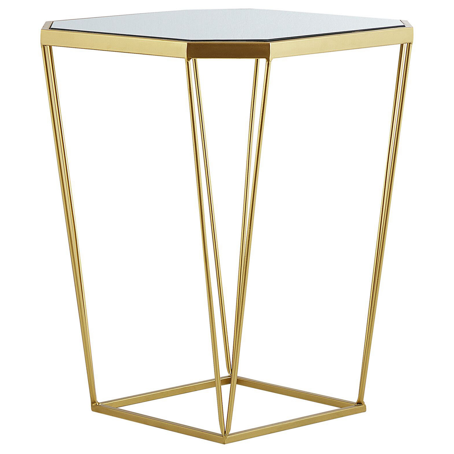 Beistelltisch 2er Set Glas / Metall Spiegeleffekt gold achteckig SIERRA
