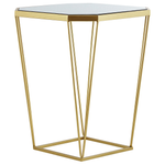 Beistelltisch 2er Set Glas / Metall Spiegeleffekt gold achteckig SIERRA