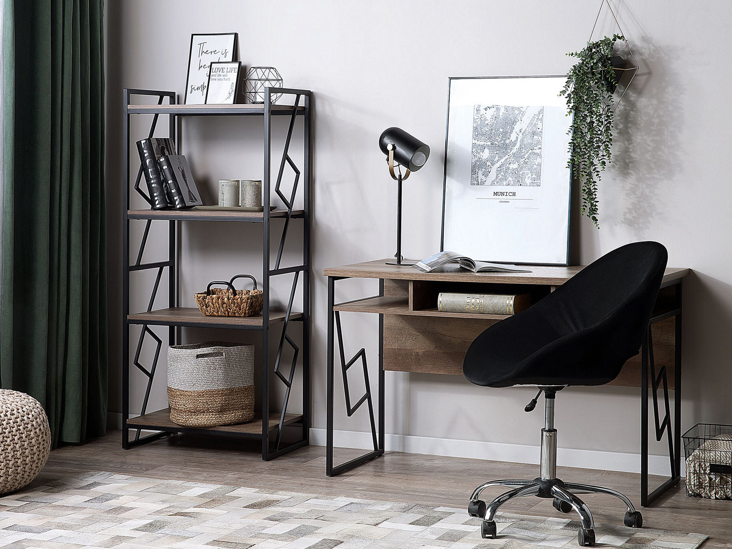 Bücherregal mit 4 Fächern FORRES 143 cm Braun / Schwarz