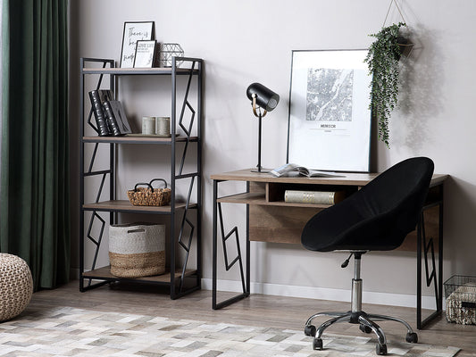 Bücherregal mit 4 Fächern FORRES 143 cm Braun / Schwarz