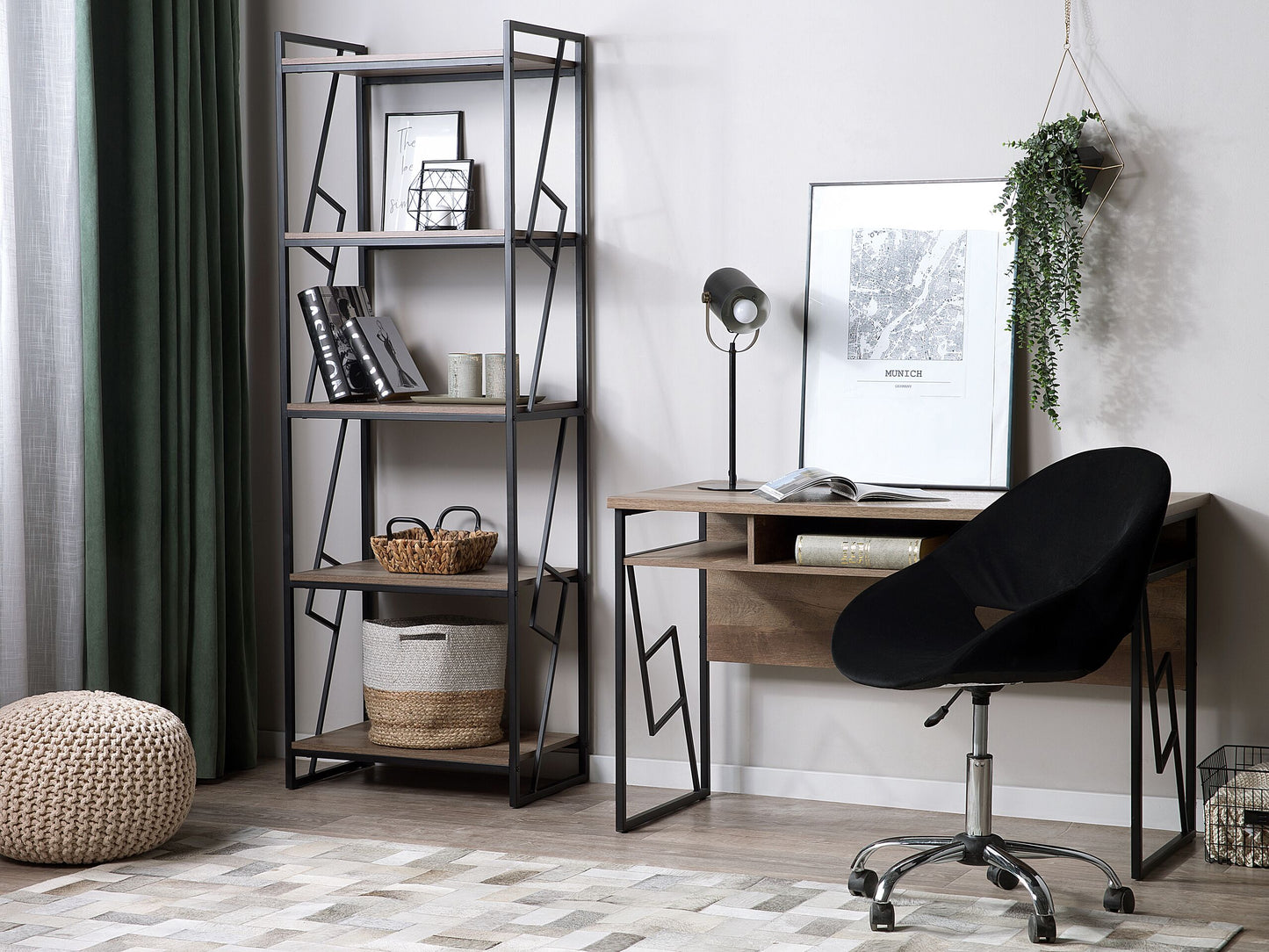 Bücherregal mit 5 Fächern FORRES 184 cm Braun / Schwarz