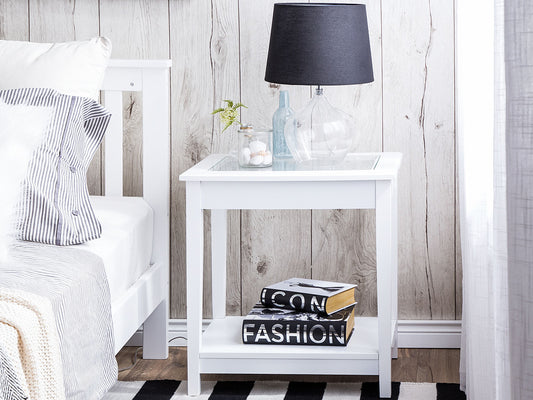 Beistelltisch Glas weiss rechteckig 40 x 57 cm ATTU