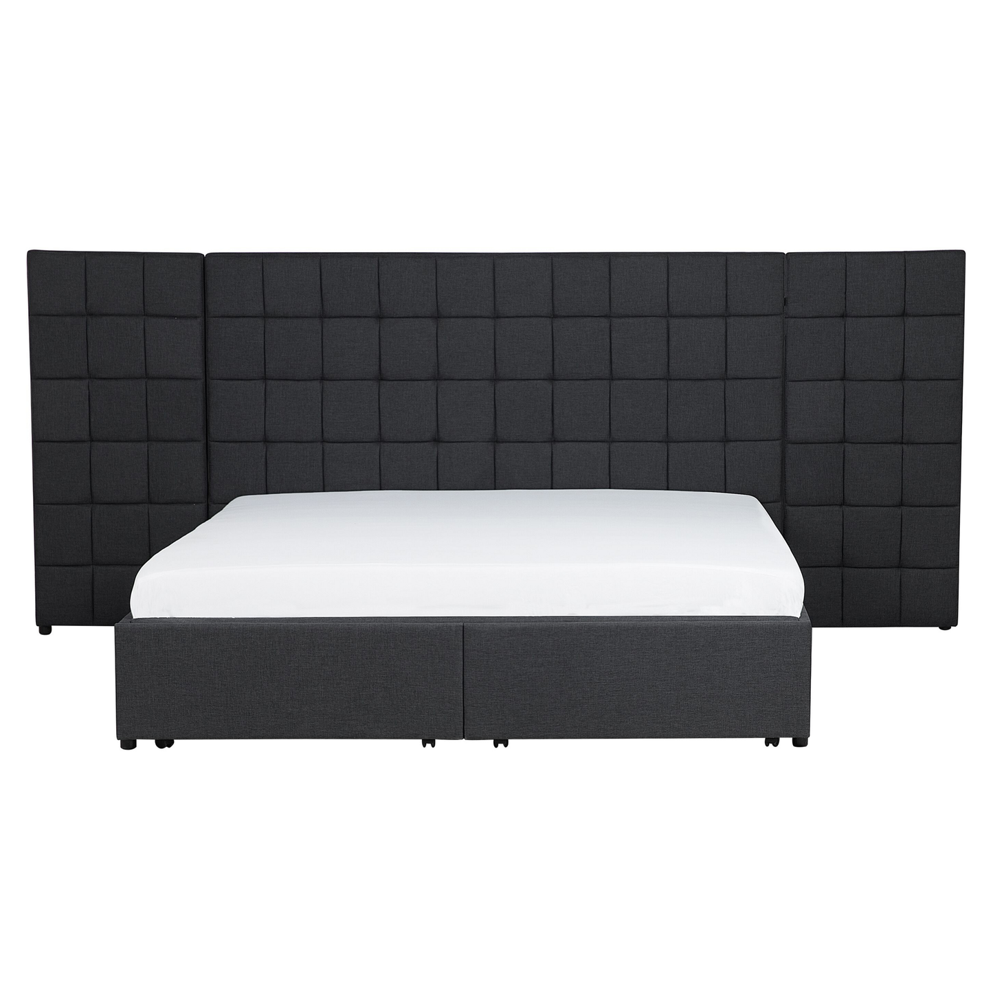 Bett mit Schubladen Stoff MILLAU 160 x 200 cm Dunkelgrau