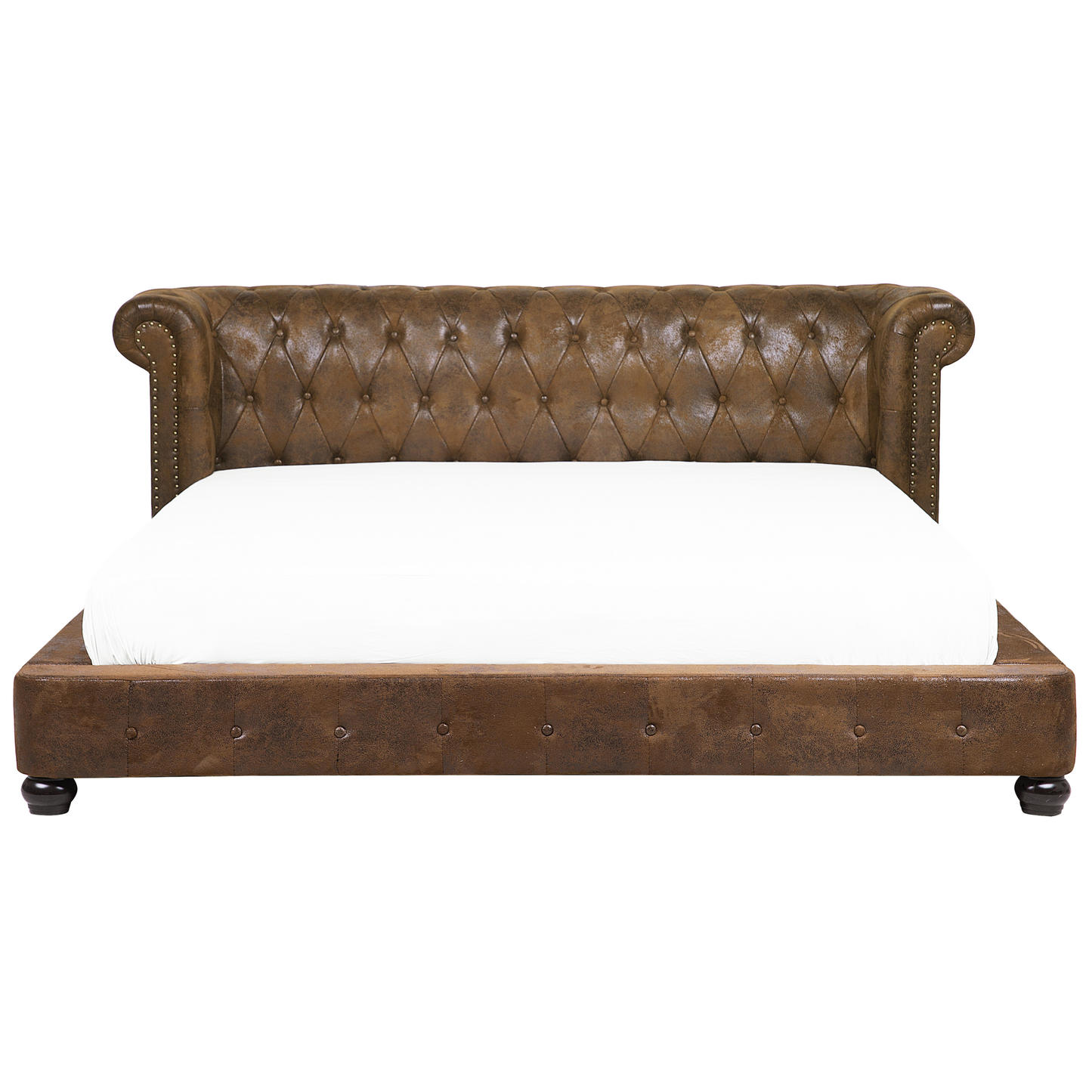 Polsterbett Lederoptik braun Lattenrost 180 x 200 cm CAVAILLON