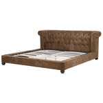 Polsterbett Lederoptik braun Lattenrost 180 x 200 cm CAVAILLON