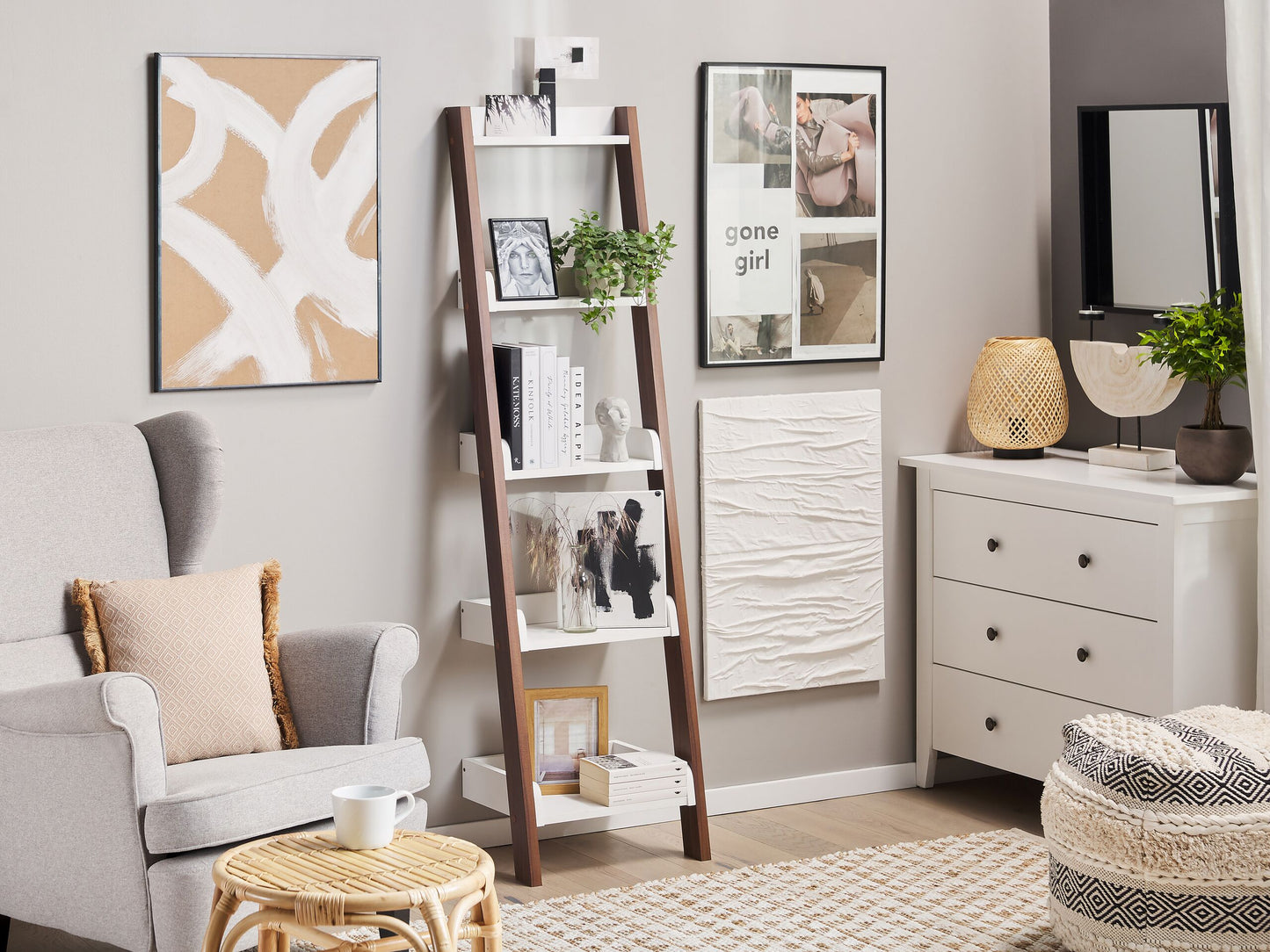 Bücherregal mit 4 Fächern MOBILE DUO 166 cm Braun / Weiss