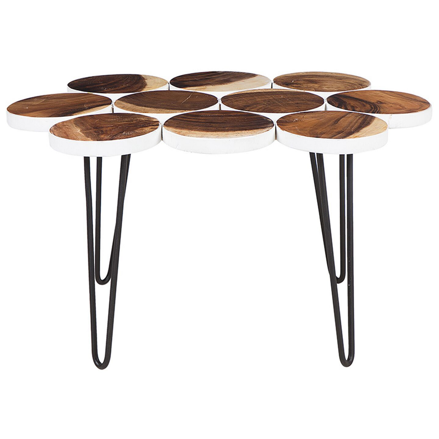 Beistelltisch Holz weiss 10 kleine Kreise TIJUANA