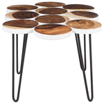 Beistelltisch Holz weiss 10 kleine Kreise TIJUANA