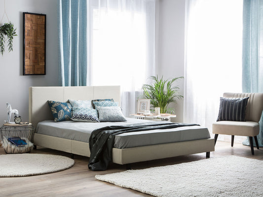 Bett mit Lattenrost Stoff ALBI 180 x 200 cm Beige