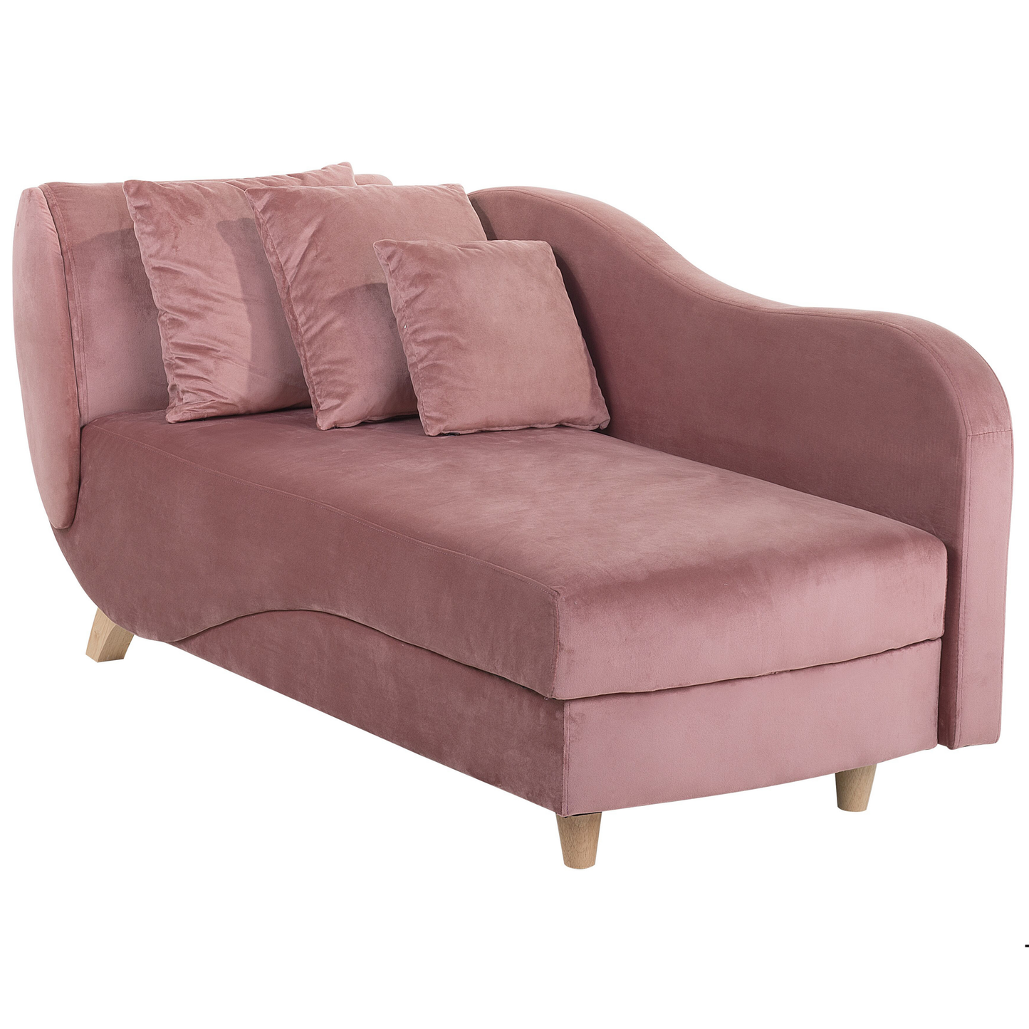 Chaiselongue Samtstoff rosa mit Bettkasten linksseitig MERI