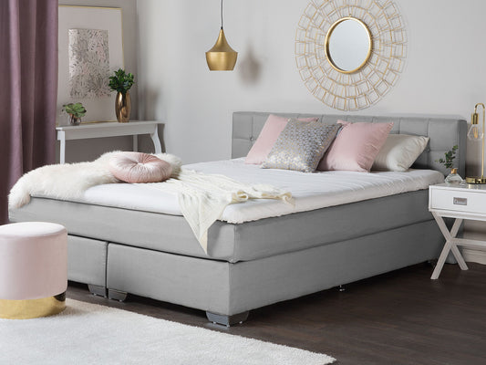 Boxspringbett Stoff ADMIRAL 140 x 200 cm Hellgrau