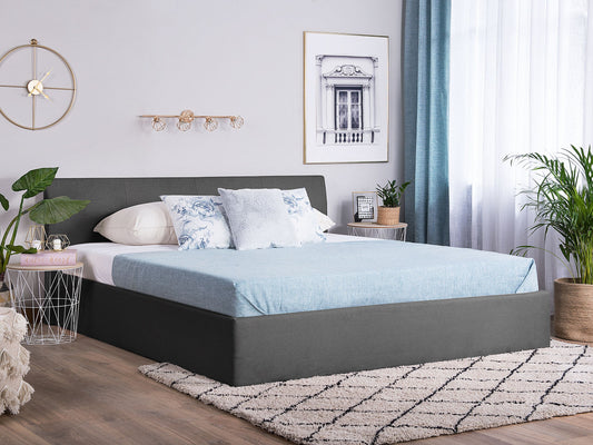 Bett mit Stauraum Stoff ORBEY 160 x 200 cm Grau