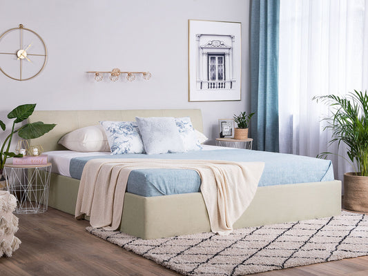 Bett mit Stauraum Stoff ORBEY 180 x 200 cm Beige
