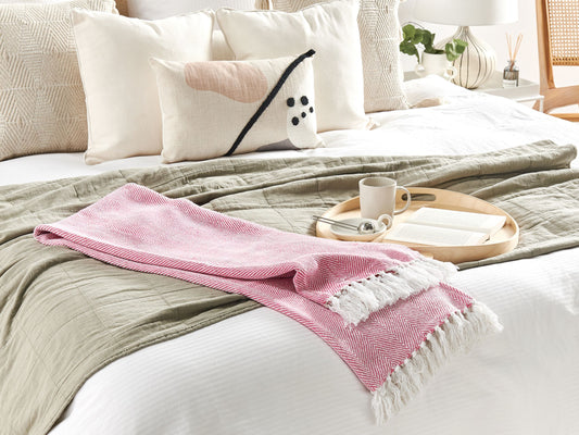 Kuscheldecke TANGIER Baumwolle 130 x 160 cm Rosa