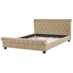 Bett mit Lattenrost Samtstoff AVALLON 160 x 200 cm Beige