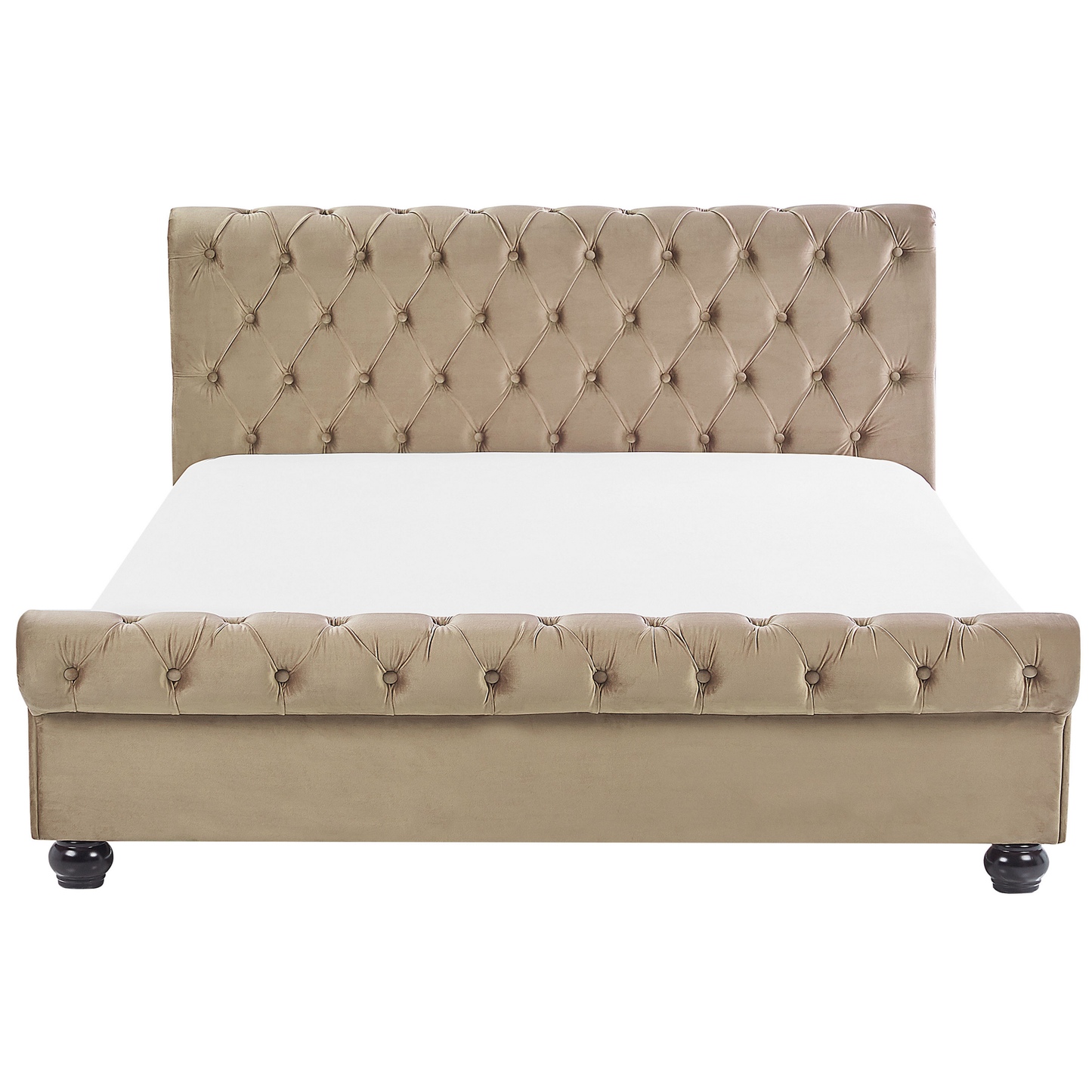 Bett mit Lattenrost Samtstoff AVALLON 160 x 200 cm Beige