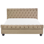 Bett mit Lattenrost Samtstoff AVALLON 160 x 200 cm Beige