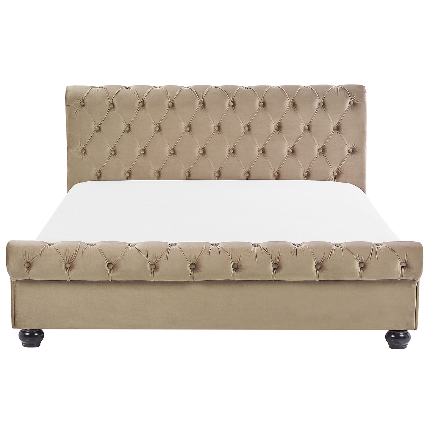 Bett mit Lattenrost Samtstoff AVALLON 180 x 200 cm Beige
